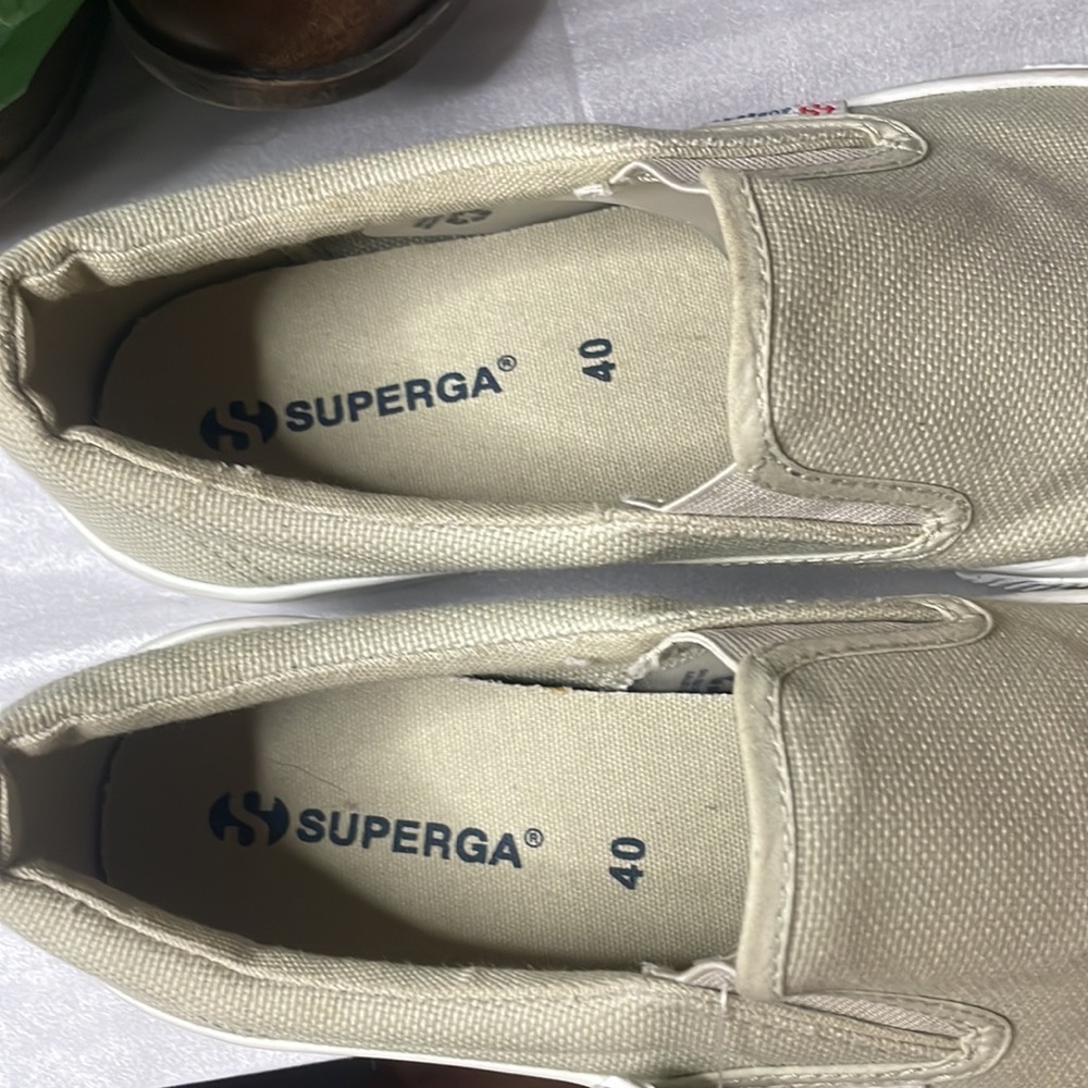 Superga - Platform Slip-On Sneakers - Beige Size 71/2 - Picture 2 of 7